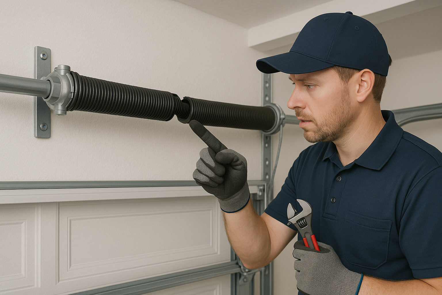 Diagnosing broken garage door spring in San Antonio